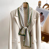 Women's Silk-Feel Printed Long Narrow Scarf 12 x 148 cm (4.7 x 58.3 in) - 50+ Colors | Headband & Shawl