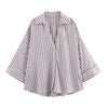 HipSeam Women's Linen-Blend Wide-Sleeve Blouse Asymmetric Hem Button-Front Johnny Collar