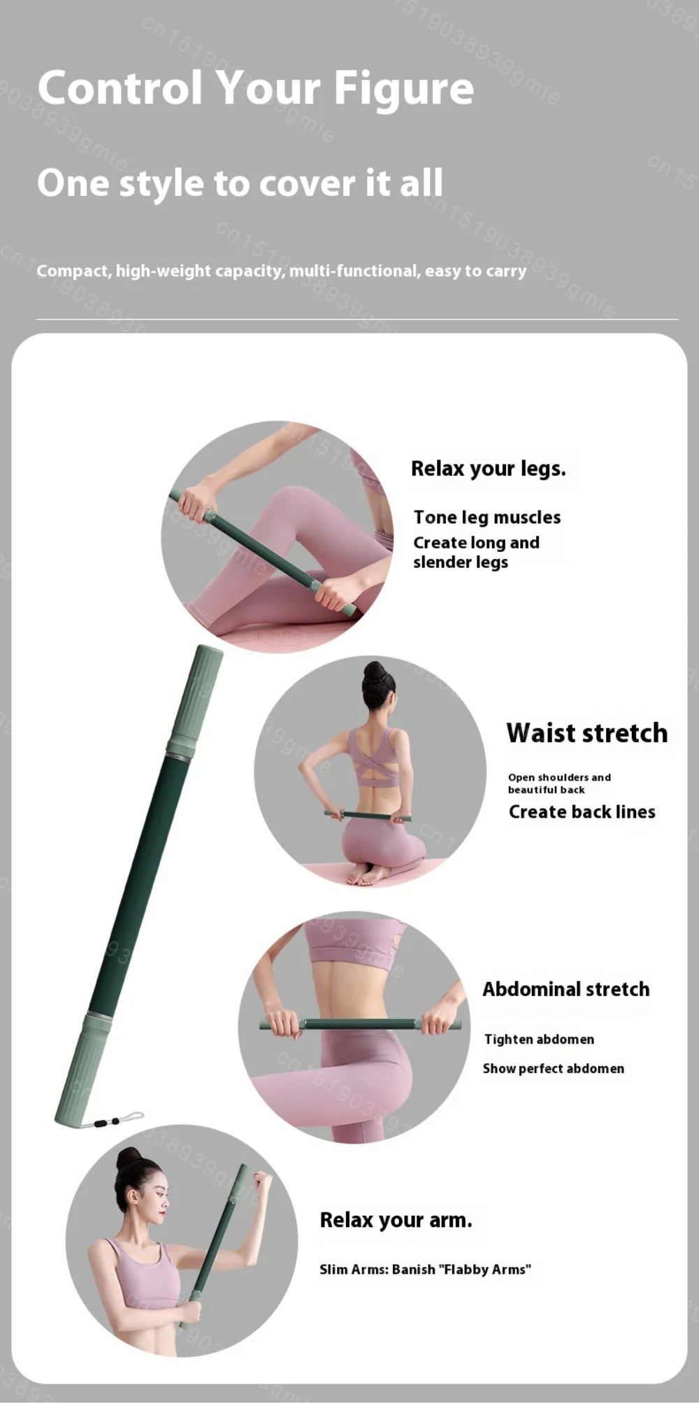 Stainless Steel Myofascial Massage Roller Bar - Yoga Fascia Stick for Leg Stretching & Muscle Release