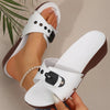 Women's PU Wedge Sandals Slip-On 3–5 cm (1.2–2 in) Medium Heel Summer Heeled Sandals with Metal Accent