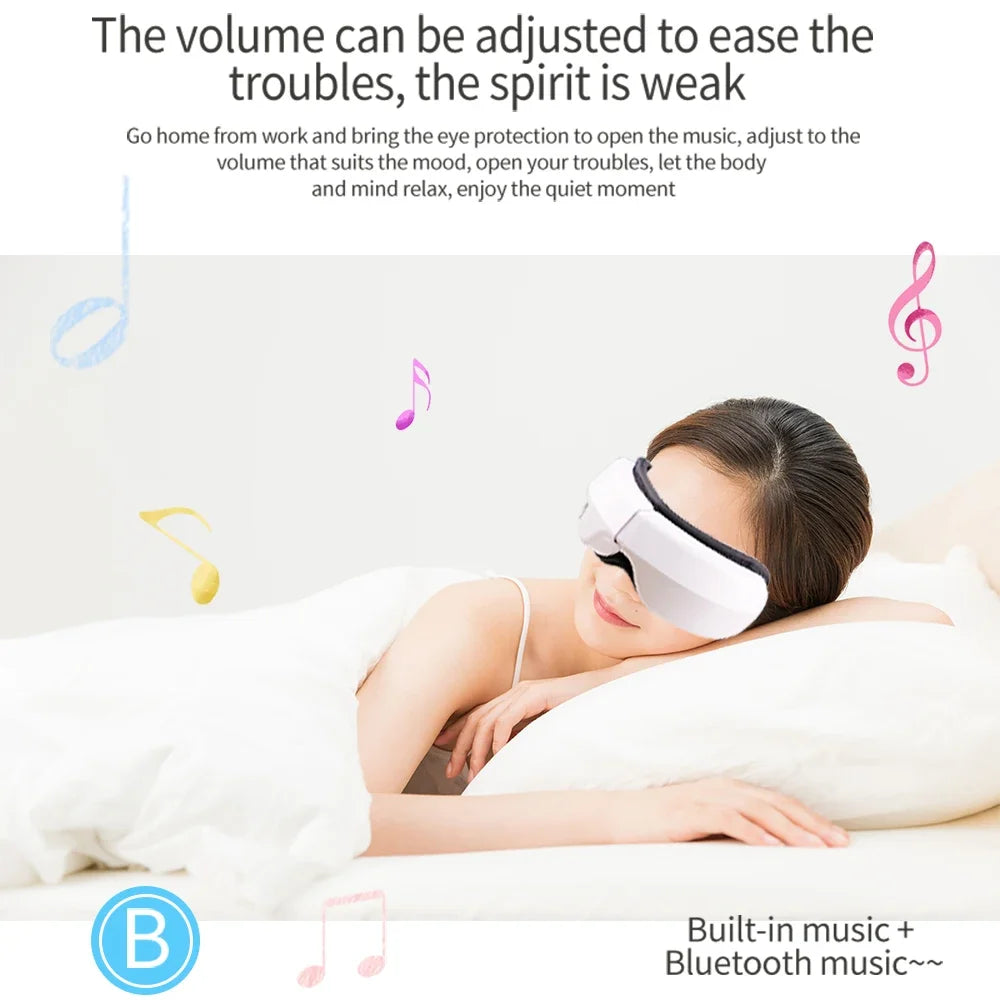 Bluetooth Airbag Vibration Eye Massager – Rechargeable 4-Mode Music & Heat Therapy for Eye Fatigue