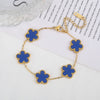 Adjustable Stainless Steel Five-Flower Clover Bracelet for Women Gold Rose Gold Silver