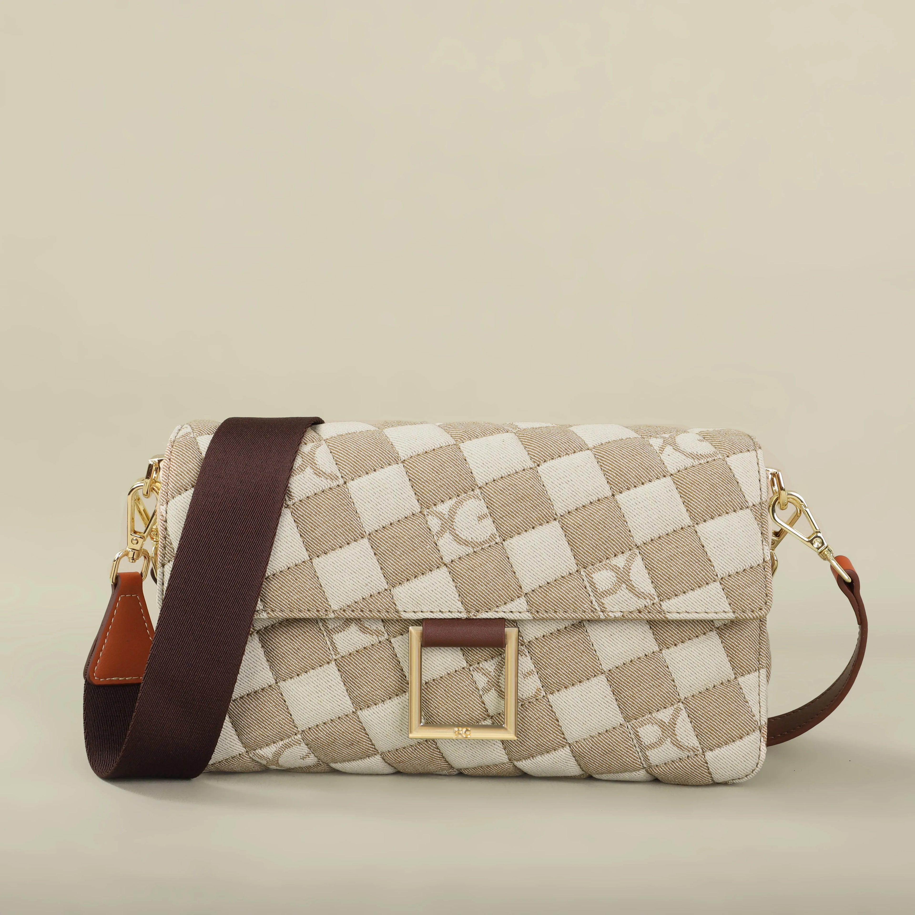 PG PATSY GARIS Women's Designer Embroidered Crossbody Bag – Luxury Geometric Shoulder Satchel