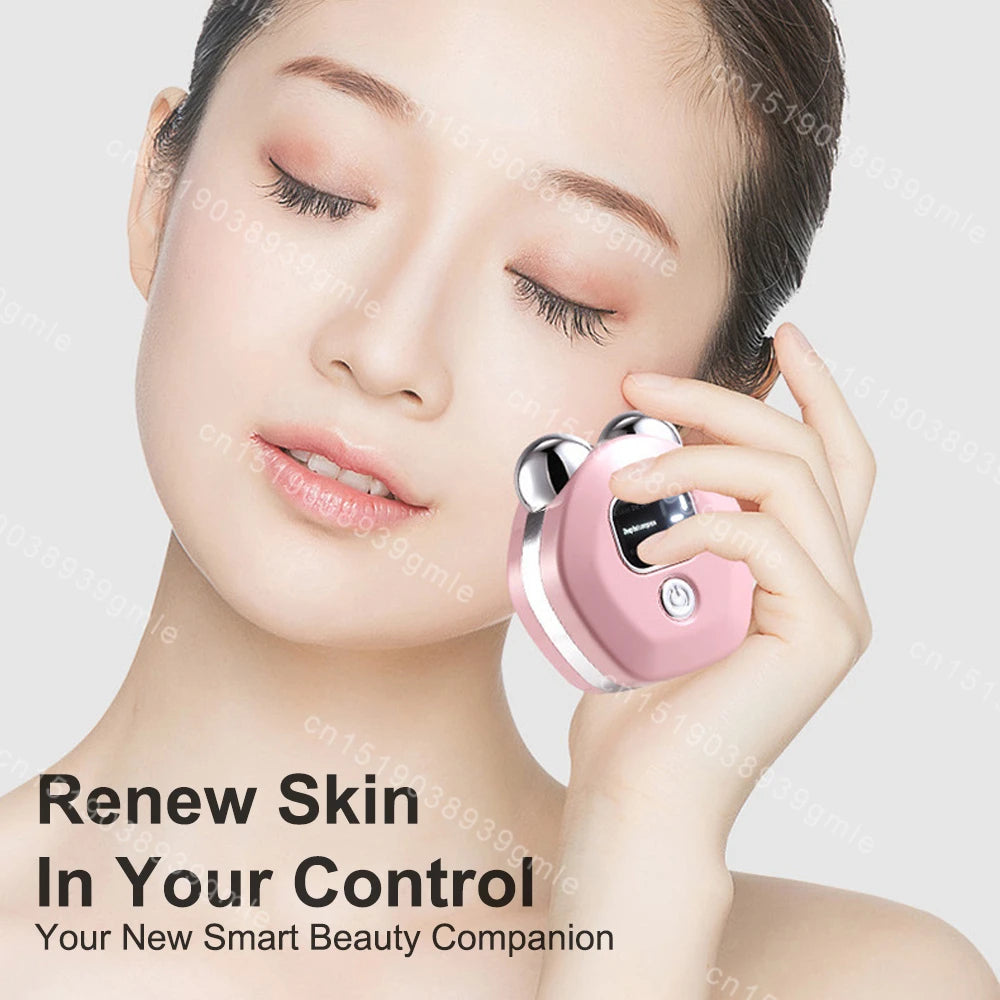 Microcurrent Facial Massager Roller — Vibration EMS Face & Neck Lifting Skin Tightening Anti-Wrinkle Device
