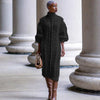 Turtleneck Ribbed Sweater Midi Dress – Long Sleeve Stretch Knit for Autumn/Winter Party & Club