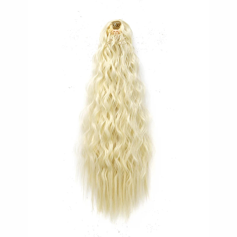 22-Inch (56 cm) Kinky Curly Drawstring Clip-In Ponytail - Long Synthetic High-Temperature Fiber Hair Extension for Women