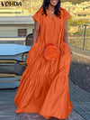 Plus Size Women's Bohemian V-Neck Ruffled Summer Dress - Short Sleeve Casual Sundress for Party and Beach