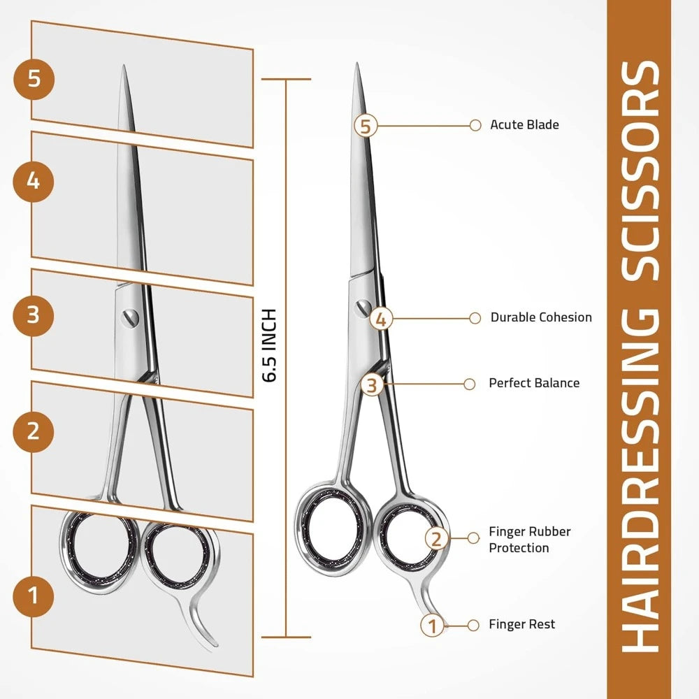 6.5-Inch (16.5 cm) 30-Tooth Thinning Hair Scissors – 6CR13 Stainless Steel Hairdressing Shears