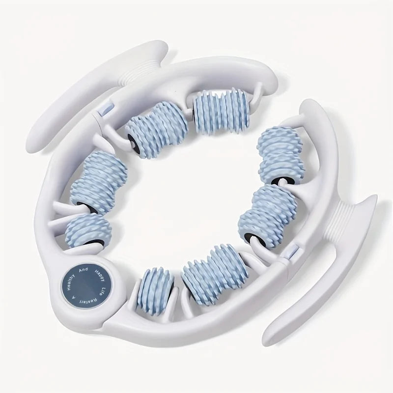 14-Wheel Yoga Fitness Roller with Leg Holders – Deep Tissue Muscle Massager & Mobility Trainer