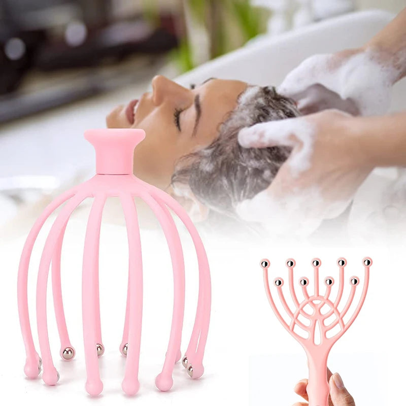 Handheld Scalp Massager - 9/12-Claw Stainless Steel Head & Neck Roller with 9-Finger Steel Ball
