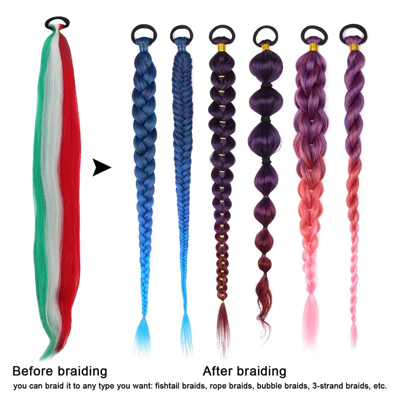 Women's Long Straight Ponytail Wig Extension - High-Temp Fiber, Festive & Braidable (1 Piece)