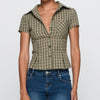 hirigin Women's Y2K Plaid Short-Sleeve Button-Down Shirt - Slim Casual 90s Streetwear Summer Top