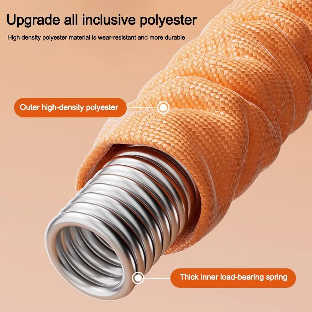 Foldable Spring Tube Hula Hoop 190 cm / 74.8 in – Portable Non-Woven Fitness Hoop for Waist Training & Full-Body Workout (Pink, Orange)