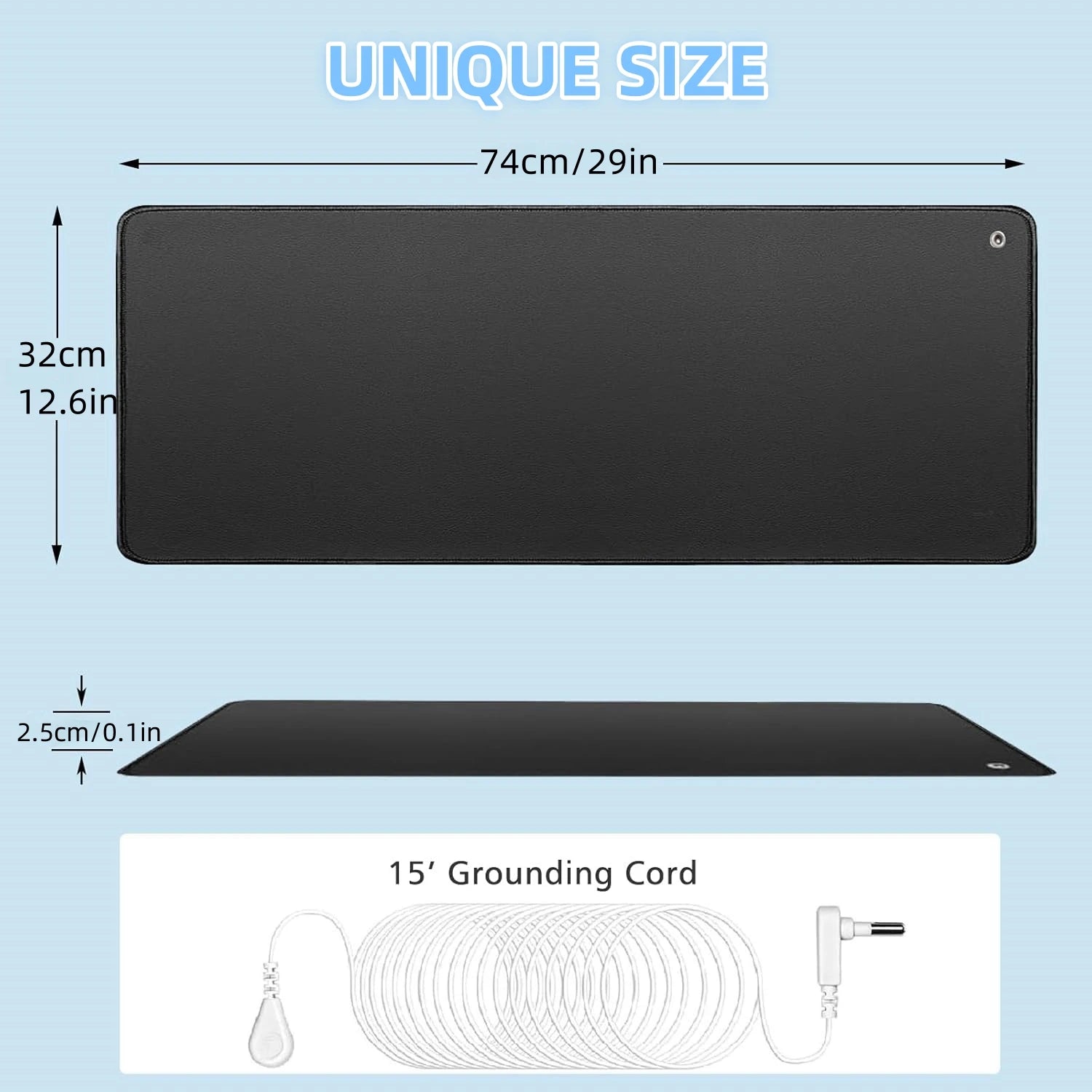 Earthing Grounding Mat for Sleep & Yoga — 12.6 x 29 in (32 x 74 cm) with 15 ft (4.6 m) Grounding Cord — Improve Sleep & Reduce Anxiety, No Batteries