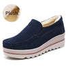 Women's Winter Cow Suede Loafers — Plush Wool-Lined Platform Moccasins, Warm Slip-On Flats
