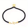 Black Letter Bead Rope Bracelet for Women – Simple Classic Hand-Knot Rope Jewelry with Stainless Steel Accent