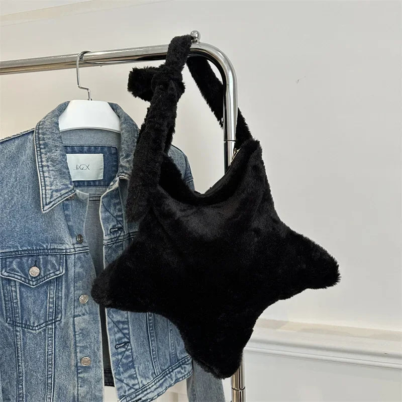 Large Faux Fur Leopard Tote Bag 17in (43cm) – Plush Shoulder & Adjustable Crossbody Bag for Women, Zipper Closure