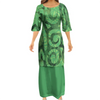 Women's Summer Puffed Sleeve Ankle-Length Printed Loose Casual Party Dress