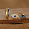 3-Pack 18K Gold Plated Stainless Steel Evil Eye Hoop Earrings with Blue Cubic Zirconia – 20mm (0.79 in) Cartilage Piercing Set for Women