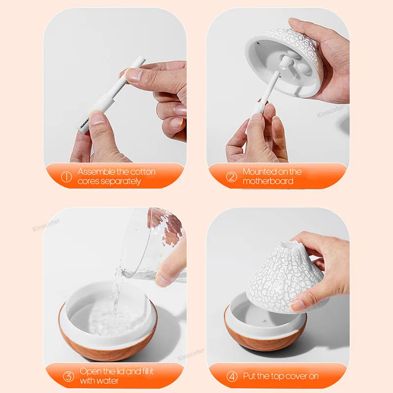 300ml USB Ultrasonic Volcano Air Humidifier Desktop Diffuser with 7-Color Night Light