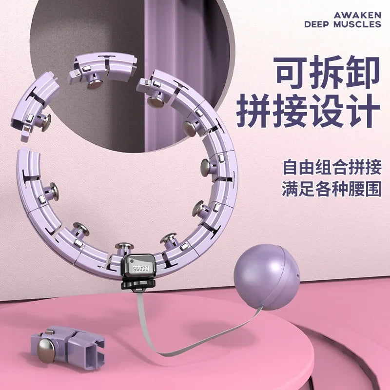 Smart Magnetic Massage Hula Hoop with LED Counter – Detachable Adjustable Weighted Fitness Hoop for Waist Slimming (Purple/Blue)