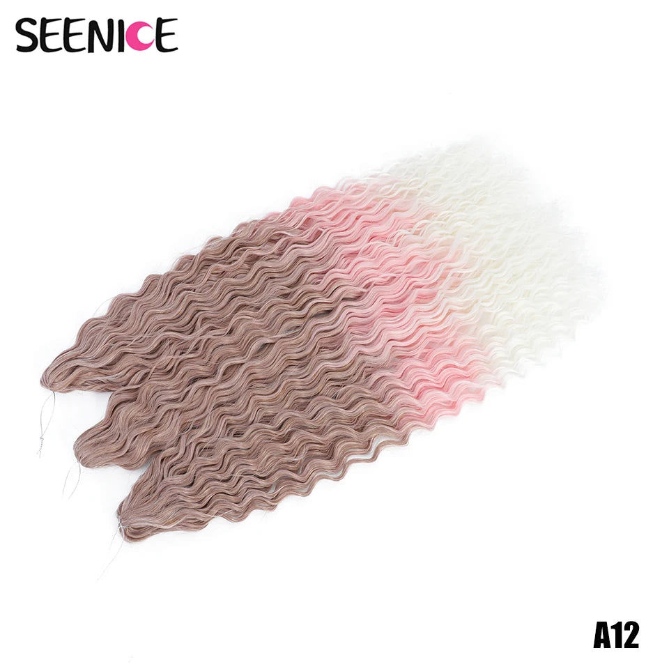 Ariel Water Wave Twist Crochet Braids – Ombre Synthetic Deep Wave Hair Extensions, 22 Inch (55 cm)