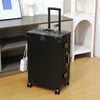 Aluminum Frame Spinner Luggage – Hardside Polycarbonate Suitcase 20/24/26/28 in (50/61/66/71 cm) with Built-in Combination Lock & Leather Trim