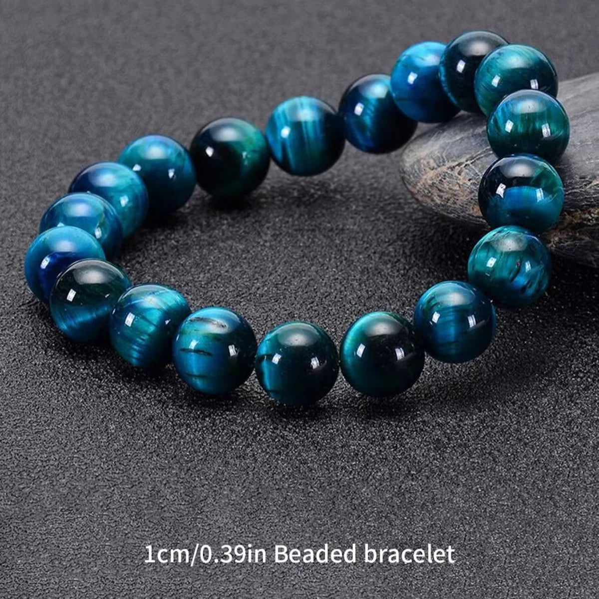 Blue Tiger Eye Beaded Bracelet - Natural Round Stone Beads 6/8/10mm, Minimalist Unisex