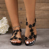 Women's Square-Toe Flower Elastic Band Flat Sandals - Casual Versatile Slip-On