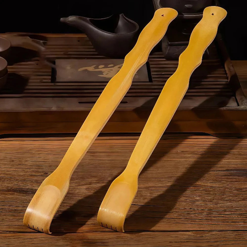 Bamboo Back Scratcher Stick with Massage Roller – Long Wooden Back Scratcher for Men & Women