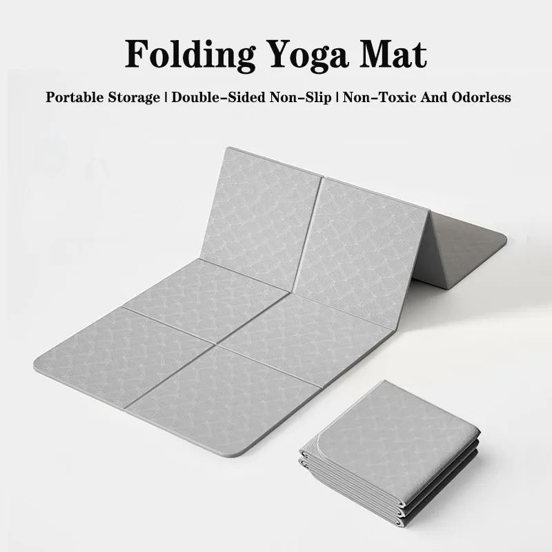 Foldable TPE Travel Yoga Mat – 183 x 61 cm (72 x 24 in), 5 mm Double-Sided Non-Slip for Pilates & Workouts