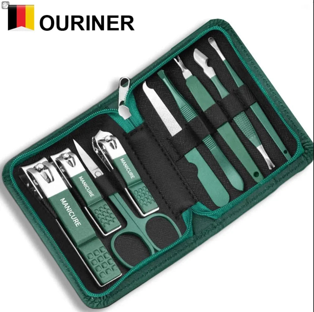 Professional 7-18 Piece Stainless Steel Manicure & Pedicure Set with Travel Case - Portable Nail Care Kit