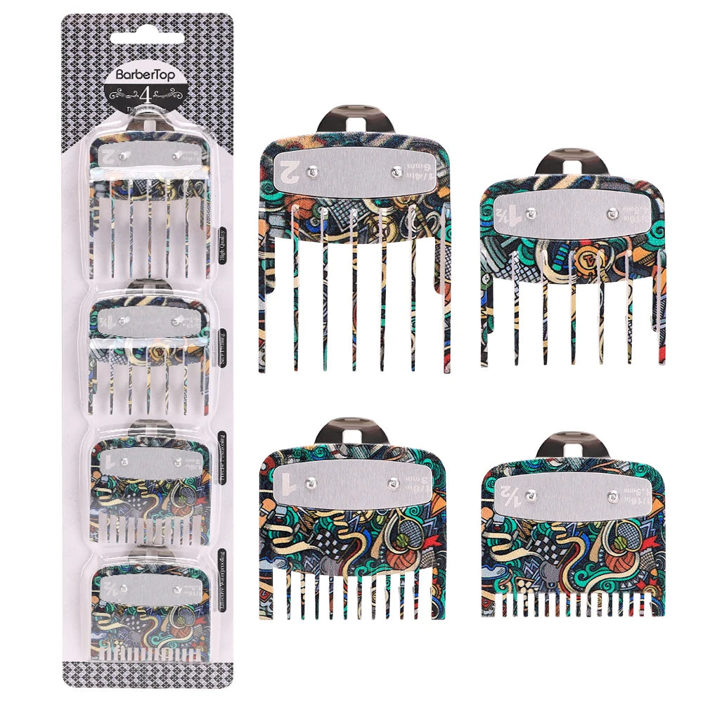 Barber Grade Stainless Steel Clipper Guide Comb Set 2/3/4-Pack Universal Fit Professional Trimmer Accessories