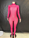 Sparkly Long Sleeve Crystal Romper Bodysuit - Bodycon One-Piece Jumpsuit for Pole Dance Stage Performance & Women's Party