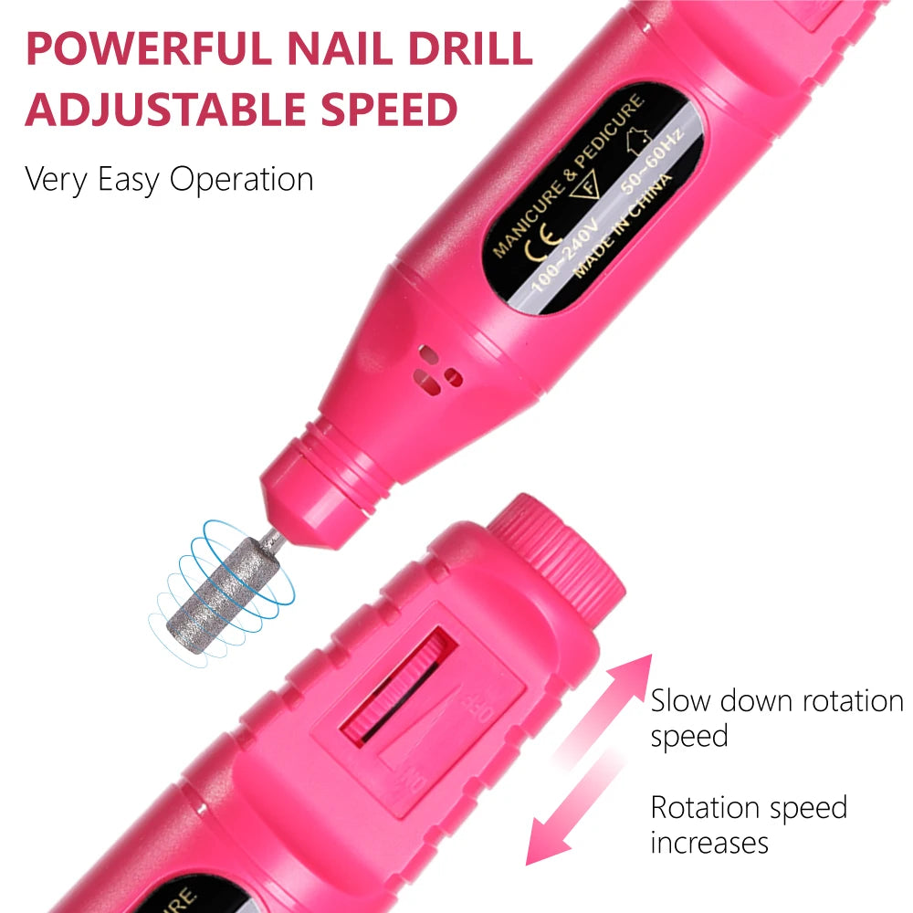 YIKOOLIN 6-in-1 USB Electric Nail Drill Kit — Portable Pen-Style Manicure Polisher with Nail Art Bits