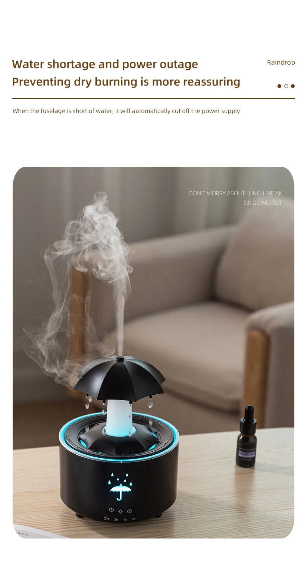 Remote-Controlled Aroma Diffuser Humidifier with RGB Night Light – UFO, Raindrop & Christmas Tree Designs for Home & Office