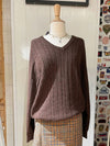 Twisted Flower Vintage V-Neck Sweater, Women's Long Sleeve Preppy Pullover, Autumn Y2K Streetwear