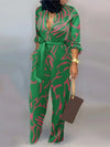 Women's Letter Print Long Sleeve Jumpsuit - Button-Front High-Waist One-Piece Overalls for Office & Streetwear