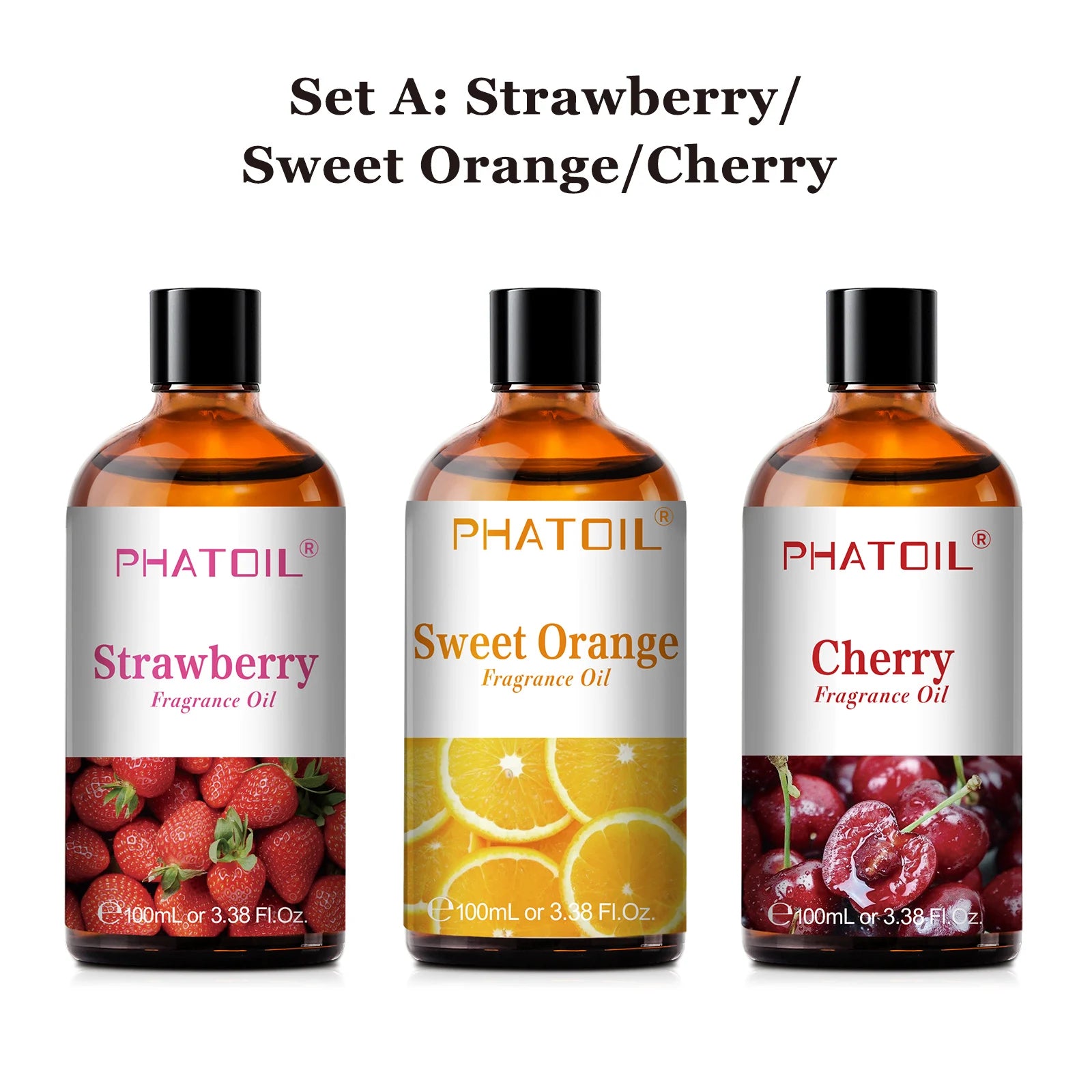 PHATOIL 100ml Aromatherapy Fragrance Oil — Coconut & Vanilla, Strawberry, Cherry, Lemon — 1/2/3-Pack for Diffuser, Candle Making & DIY