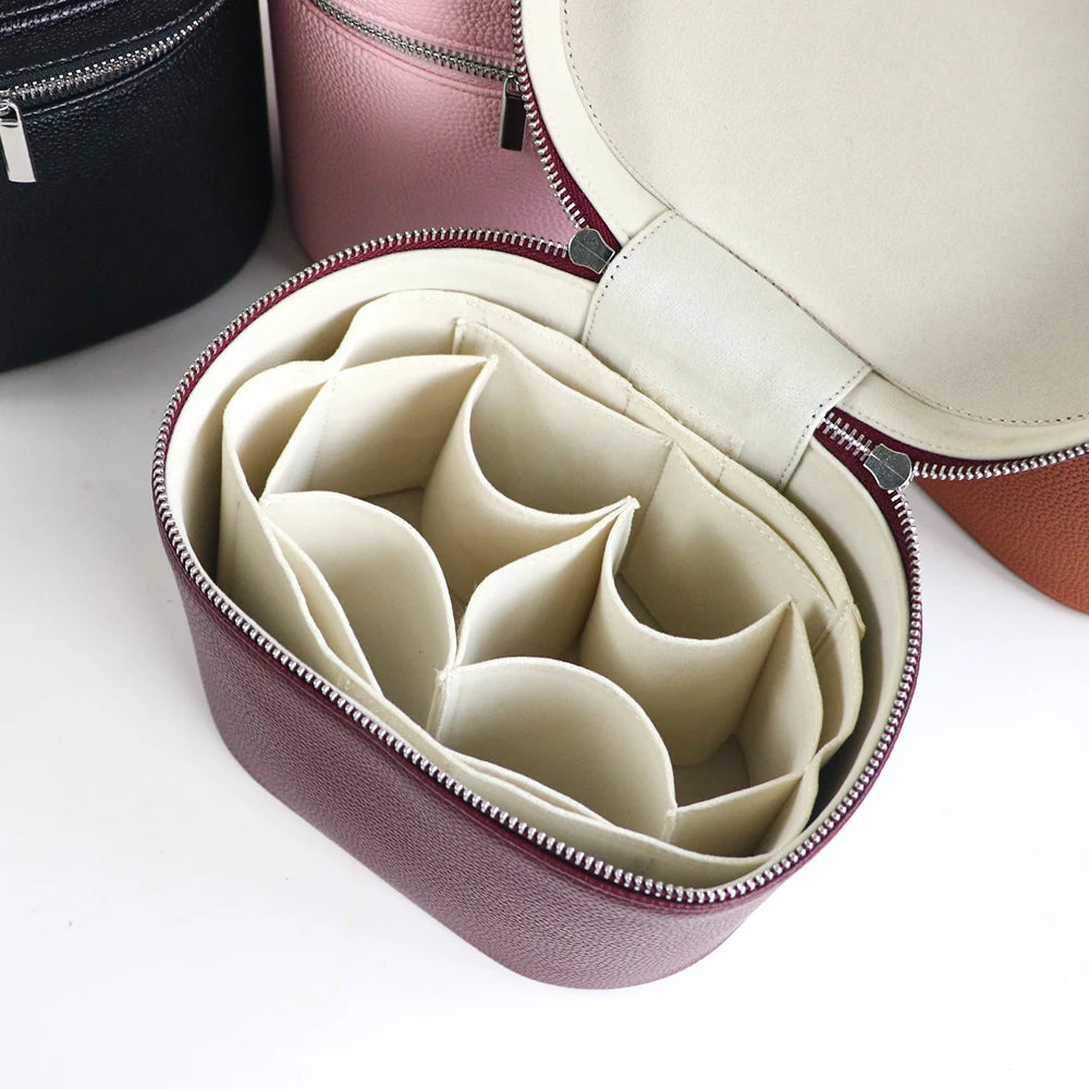 Large Capacity PU Leather Makeup Case with Internal Organizer - Personalized Travel Cosmetic Bag