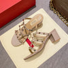 Women's Gladiator Heeled Sandals Patent Leather with Silver Rivets — 6cm Square Heel, Summer Dress Shoes