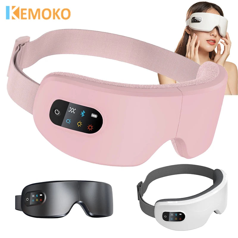 4D Bluetooth Heated Eye Massager — Smart Airbag Vibration, Hot Compress Eye Spa for Fatigue & Anti-Wrinkle