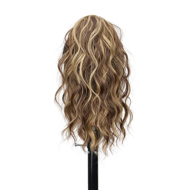 14-Inch (36 cm) Short Curly Clip-In Ponytail Hair Extension Synthetic Claw Clip Hairpiece for Women, Fluffy Blonde or Black