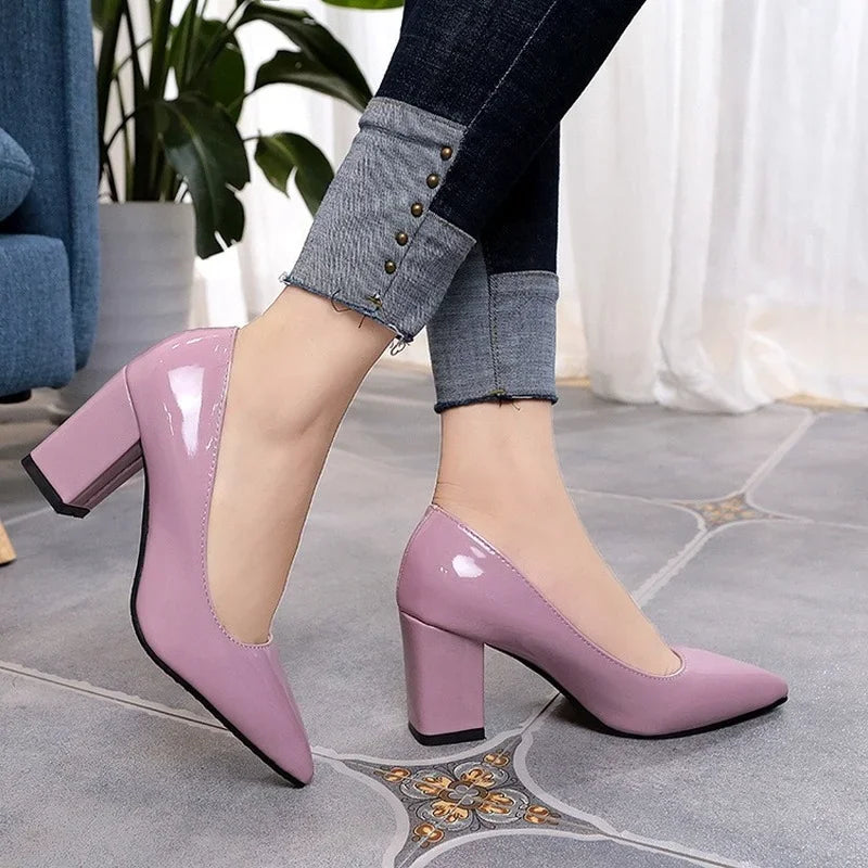Women's Pointed Toe Platform Pumps – Korean Style Thin Heel Office Heels