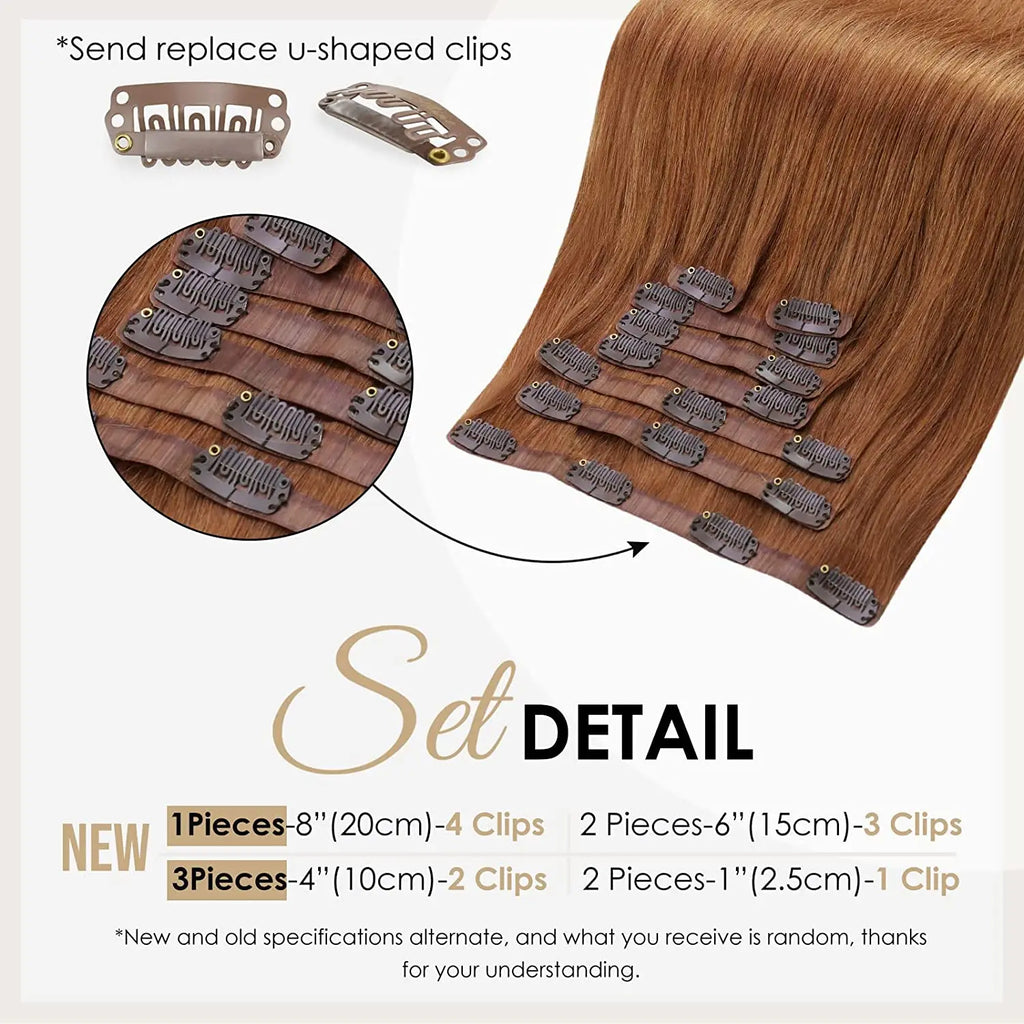 Full Shine Ombre Blonde Remy Clip-In Hair Extensions — 8-Piece Set, 16–22 in (40–56 cm) Seamless PU Weft