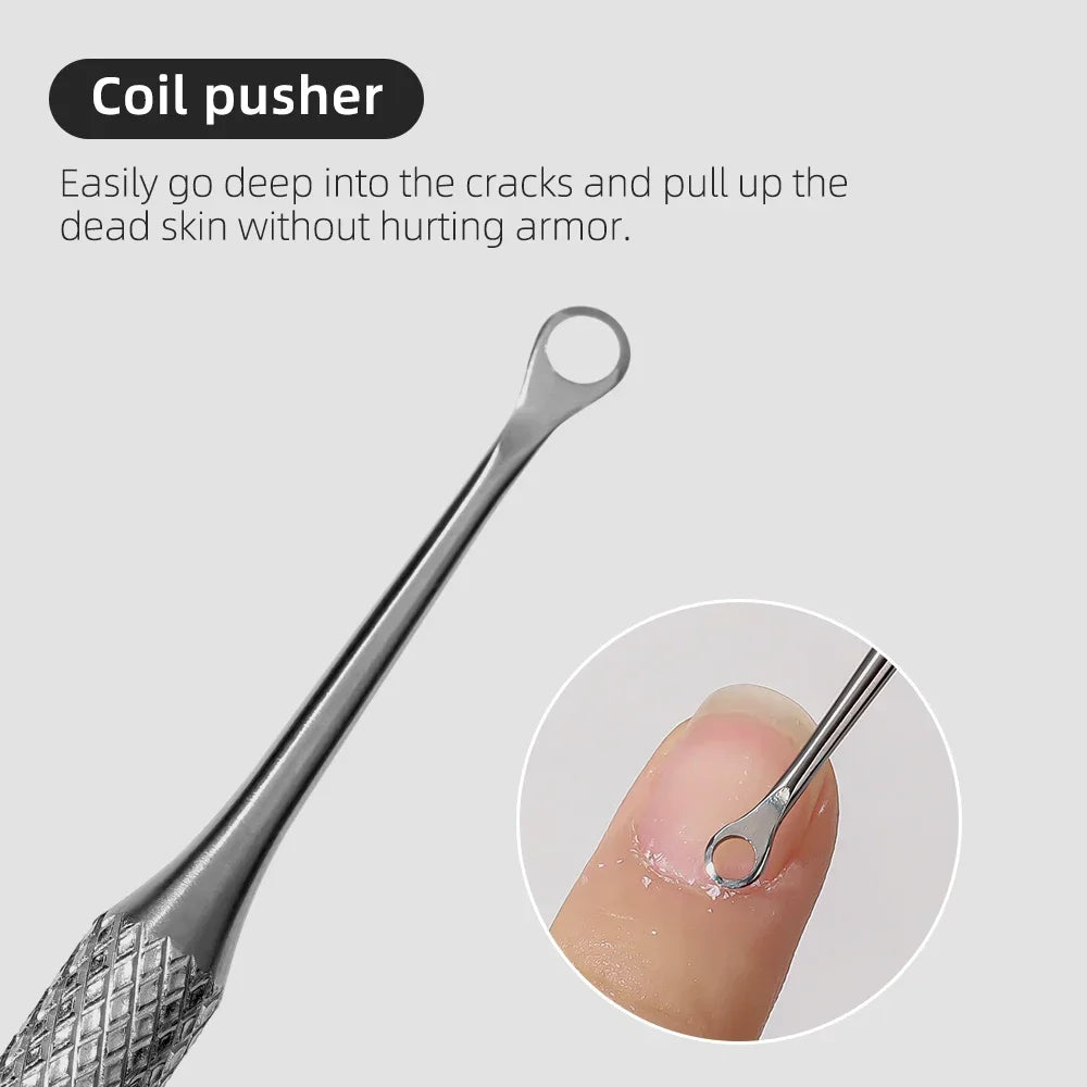 Double-Ended Stainless Steel Cuticle Pusher & Nail Remover – Beveled Circle Head Manicure Tool