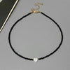 Shell Heart Choker Necklace with Colorful Glass Beads Adjustable 34+10cm (13.4+3.9in) Spring Summer Fashion Gift for Friend