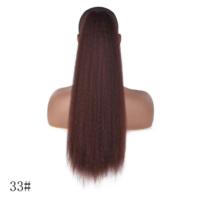 WIGSIN 22-Inch (56 cm) Synthetic Yaki Straight Puff Ponytail Clip-In Drawstring Hair Extension for Women