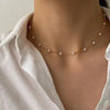 Pearl Bead Choker Necklace Gold Link Chain Ball Pendant - K-Pop Goth Collar for Women