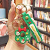 Santa and Reindeer Resin Christmas Keychain - Cute Cartoon Pendant Key Ring Charm for Backpack Purse Ornament